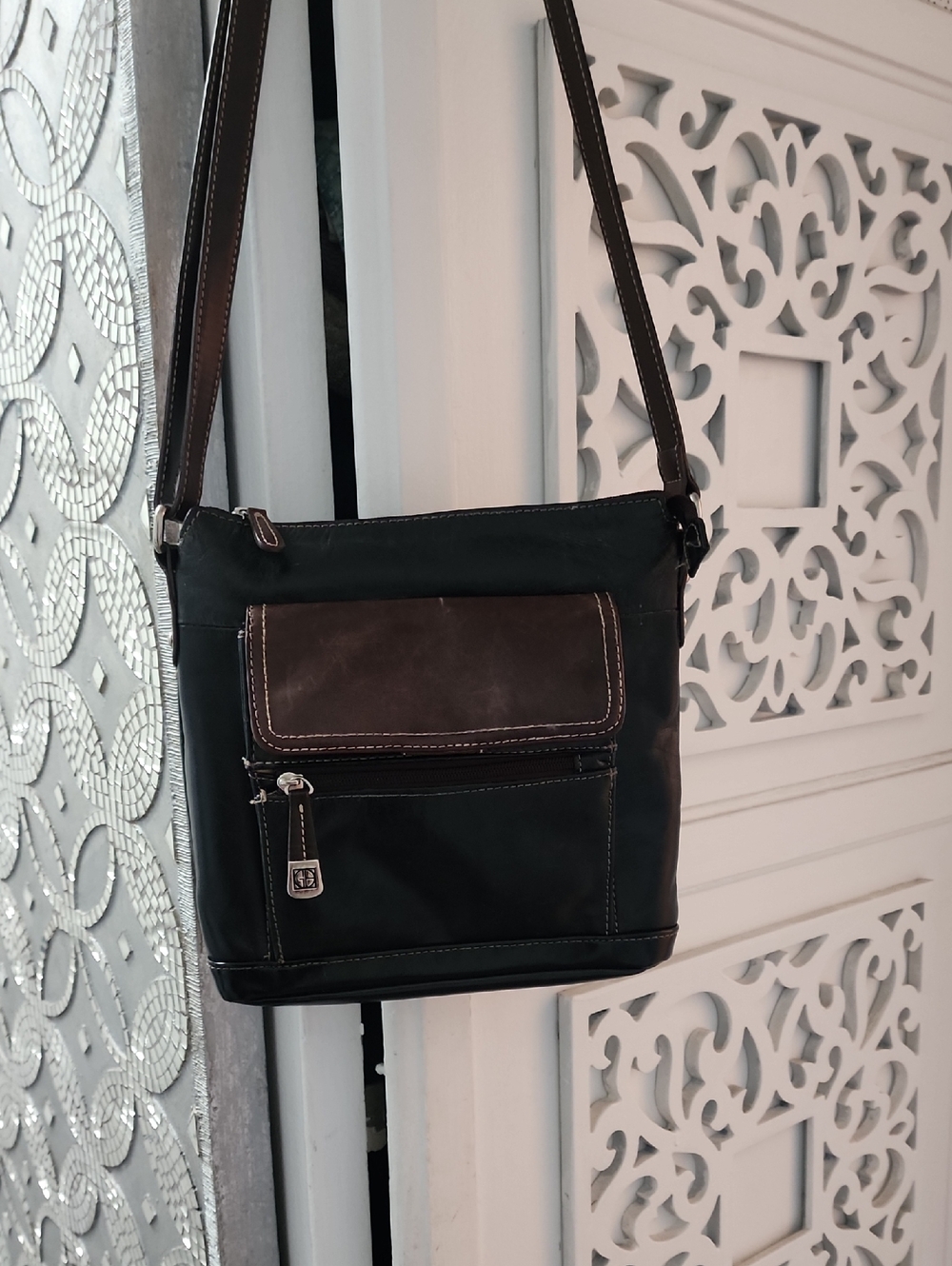 Gianni Bernini Crossbody Shoulder Bag in Black and Brown